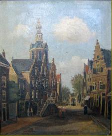 1275, Straat met trapgevelhuizen en kerktoren